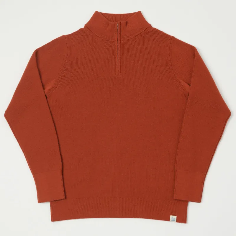 Merz b. Schwanen 'Good Basics' Merino Wool Quarter Zip Pullover - Clay sold by Son of a Stag