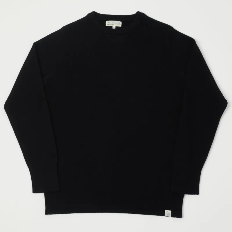 Merz b. Schwanen 'Good Basics' Ribbed Merino Wool Pullover - Deep Black sold by Son of a Stag