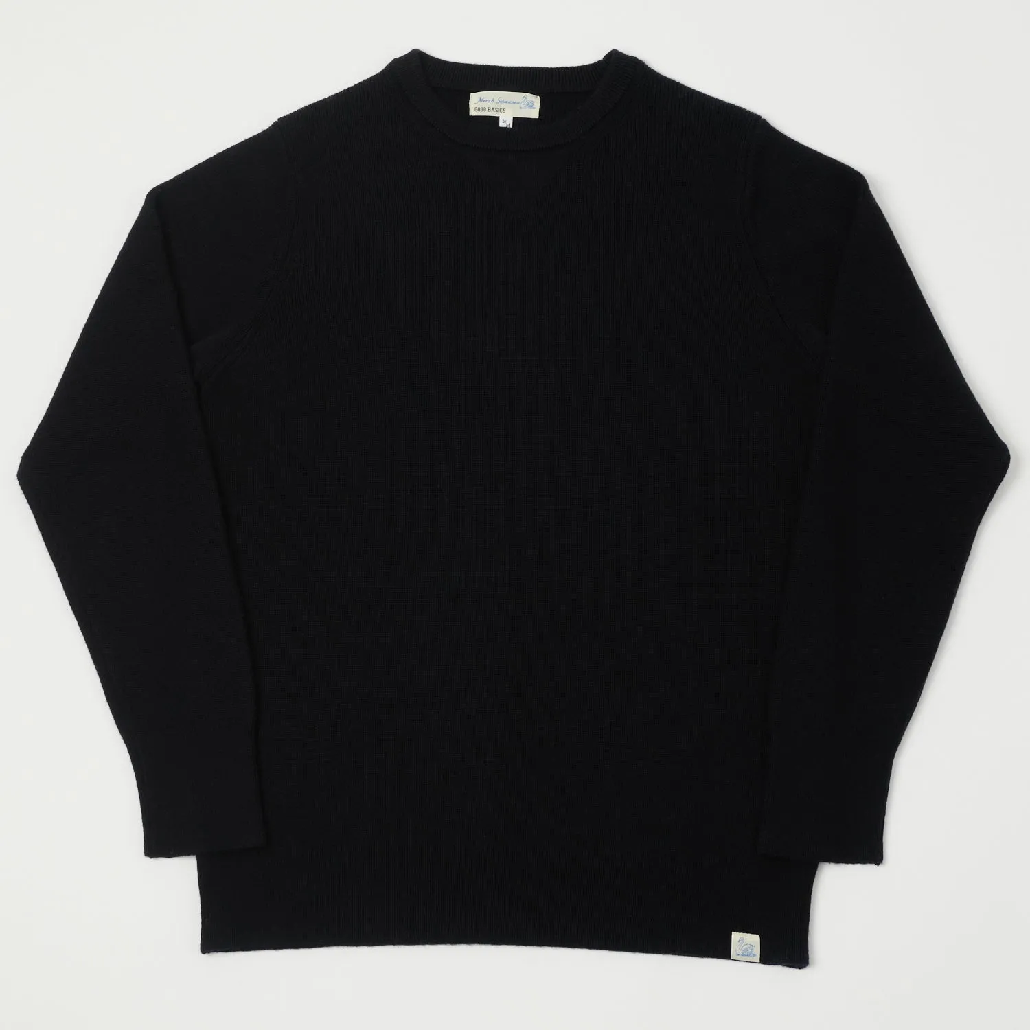 Merz b. Schwanen 'Good Basics' Ribbed Merino Wool Pullover - Deep Black sold by Son of a Stag