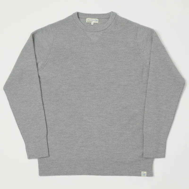 Merz b. Schwanen 'Good Basics' Ribbed Merino Wool Pullover - Grey Mel sold by Son of a Stag