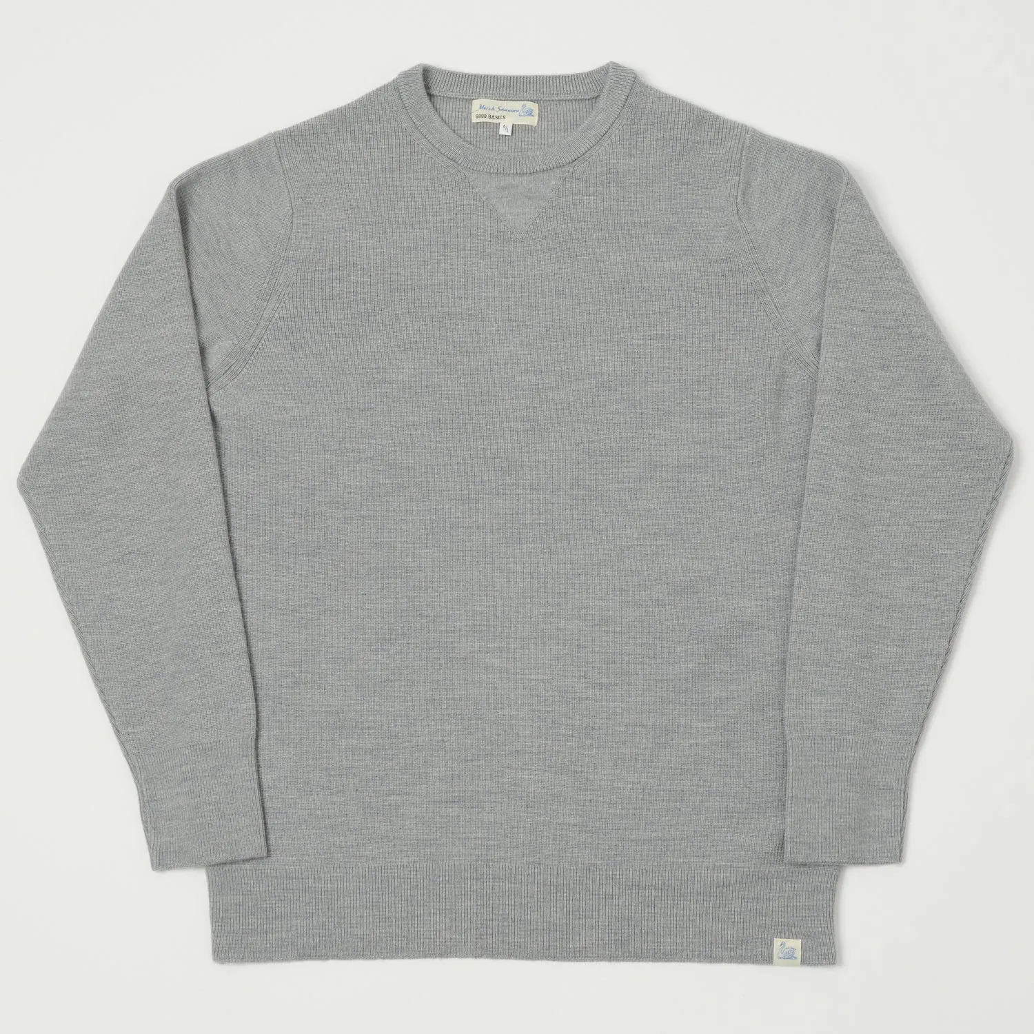 Merz b. Schwanen 'Good Basics' Ribbed Merino Wool Pullover - Grey Mel sold by Son of a Stag