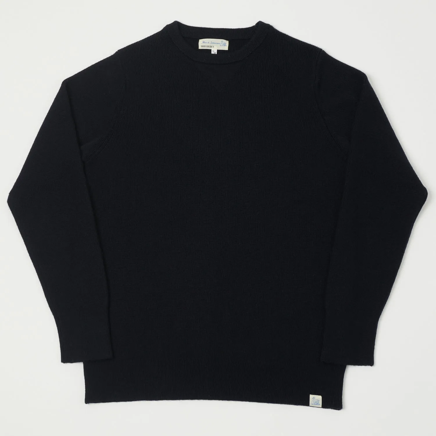 Merz b. Schwanen 'Good Basics' Ribbed Merino Wool Pullover - Dark Navy sold by Son of a Stag