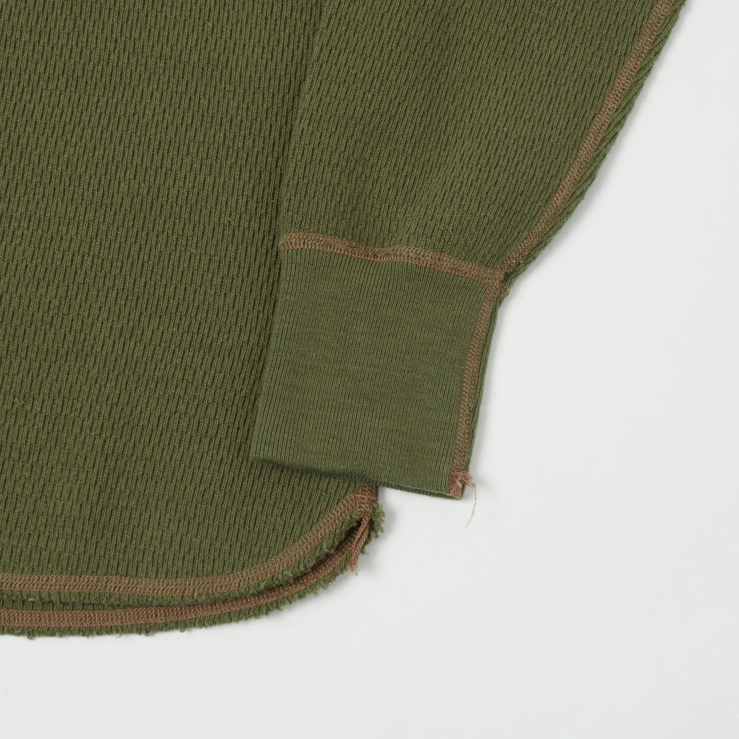 Buzz Rickson's Long Sleeve Thermal Henley - Olive sold by Son of a Stag product image thumbnail 3
