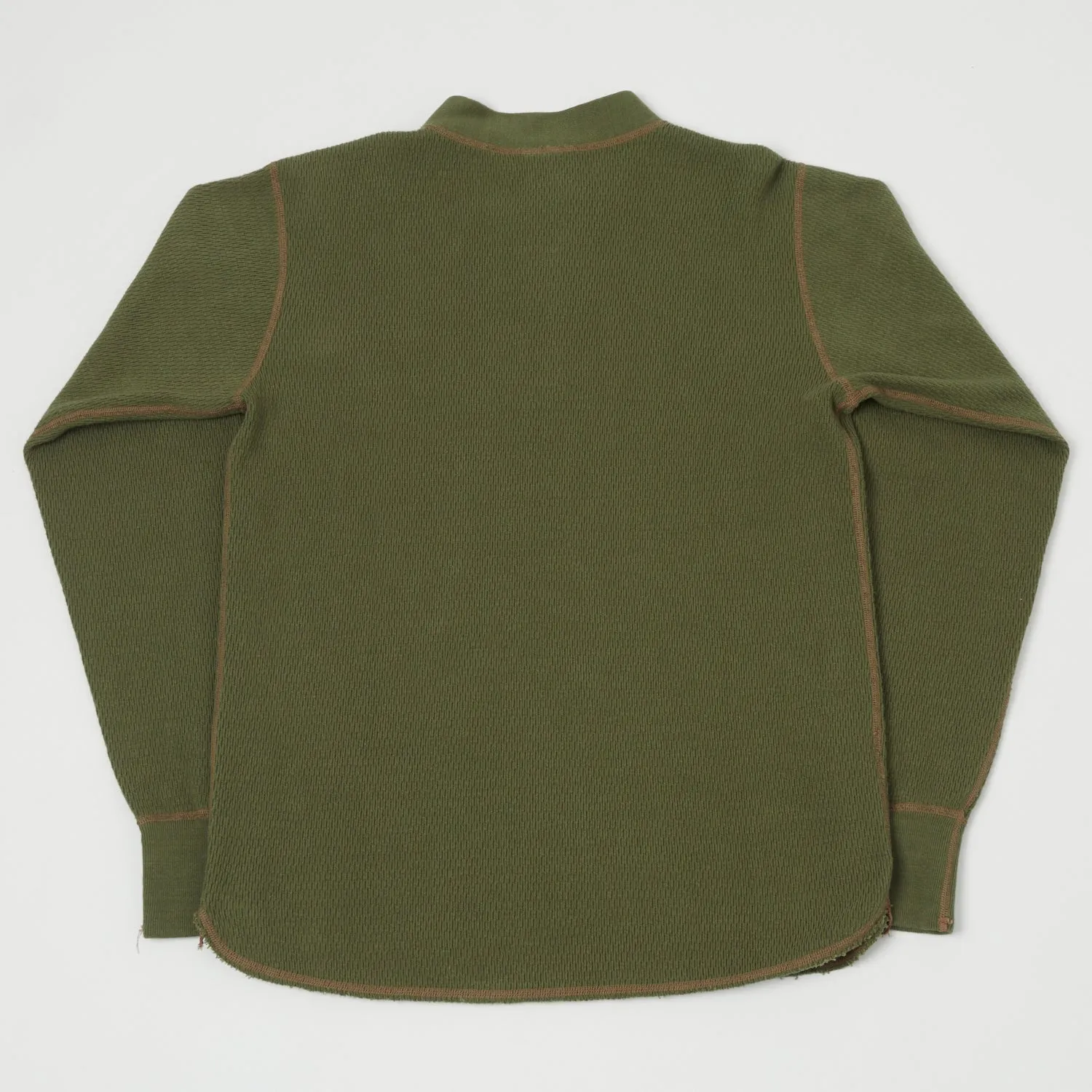 Buzz Rickson's Long Sleeve Thermal Henley - Olive sold by Son of a Stag product image thumbnail 4