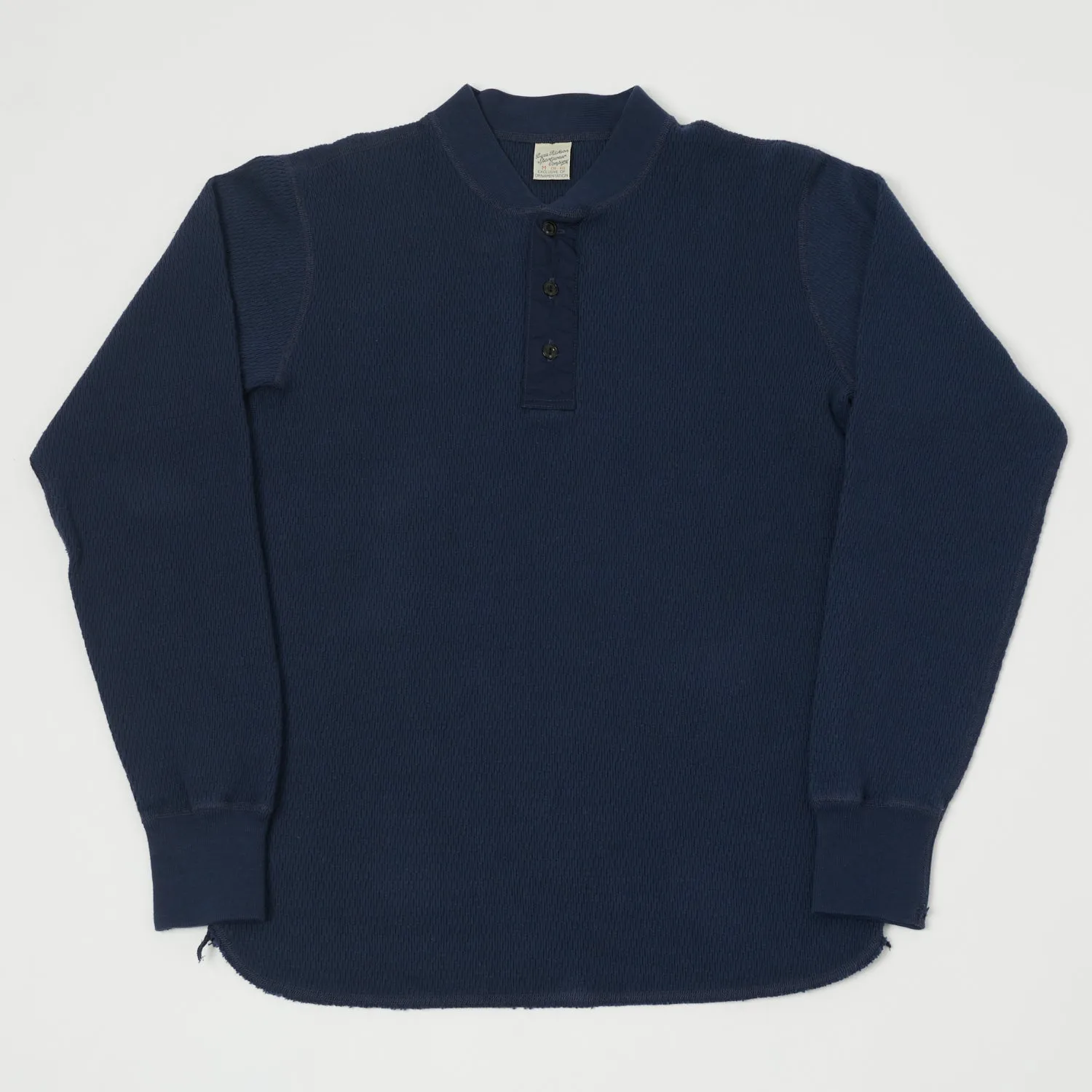 Buzz Rickson's Long Sleeve Thermal Henley - Navy sold by Son of a Stag