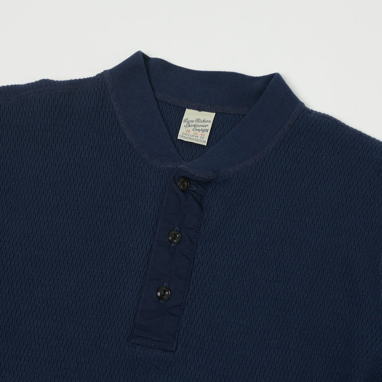 Buzz Rickson's Long Sleeve Thermal Henley - Navy sold by Son of a Stag product image thumbnail 2
