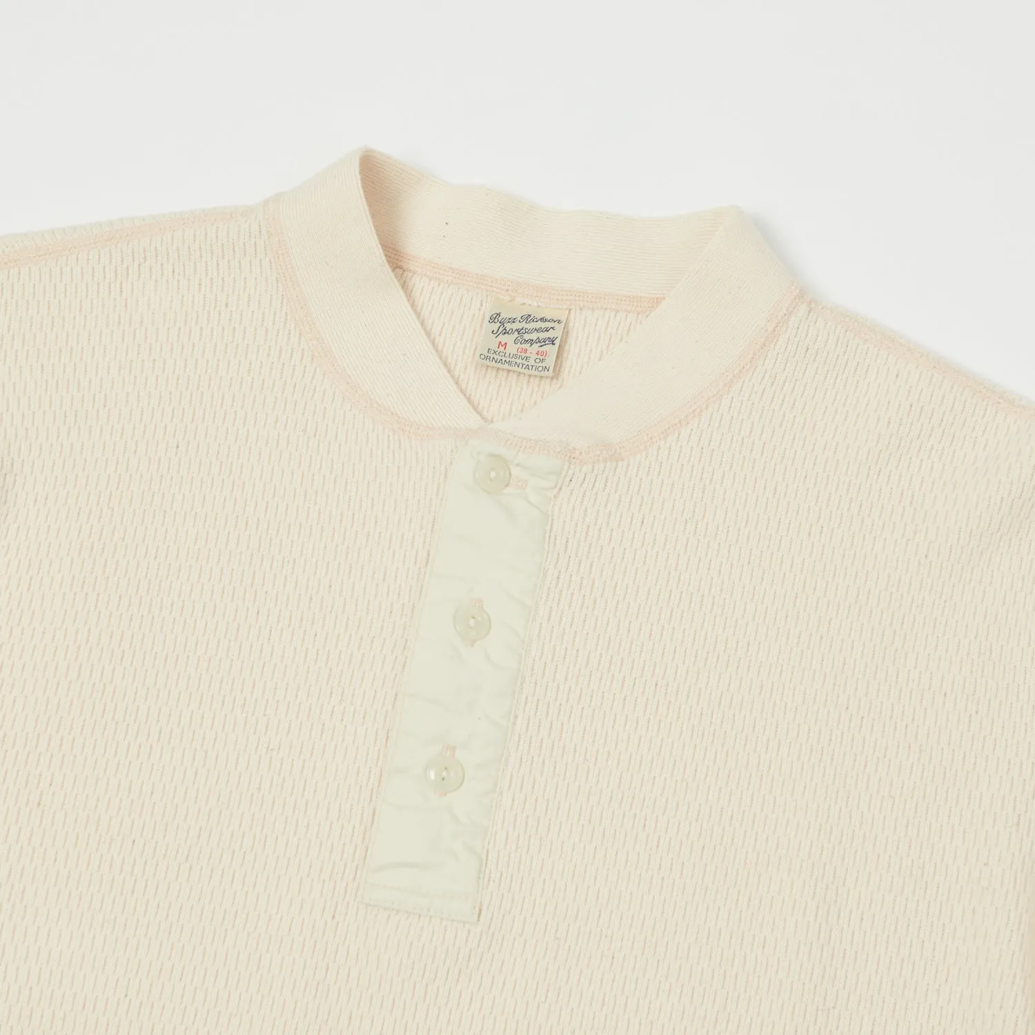 Buzz Rickson's Long Sleeve Thermal Henley - Natural sold by Son of a Stag product image thumbnail 2