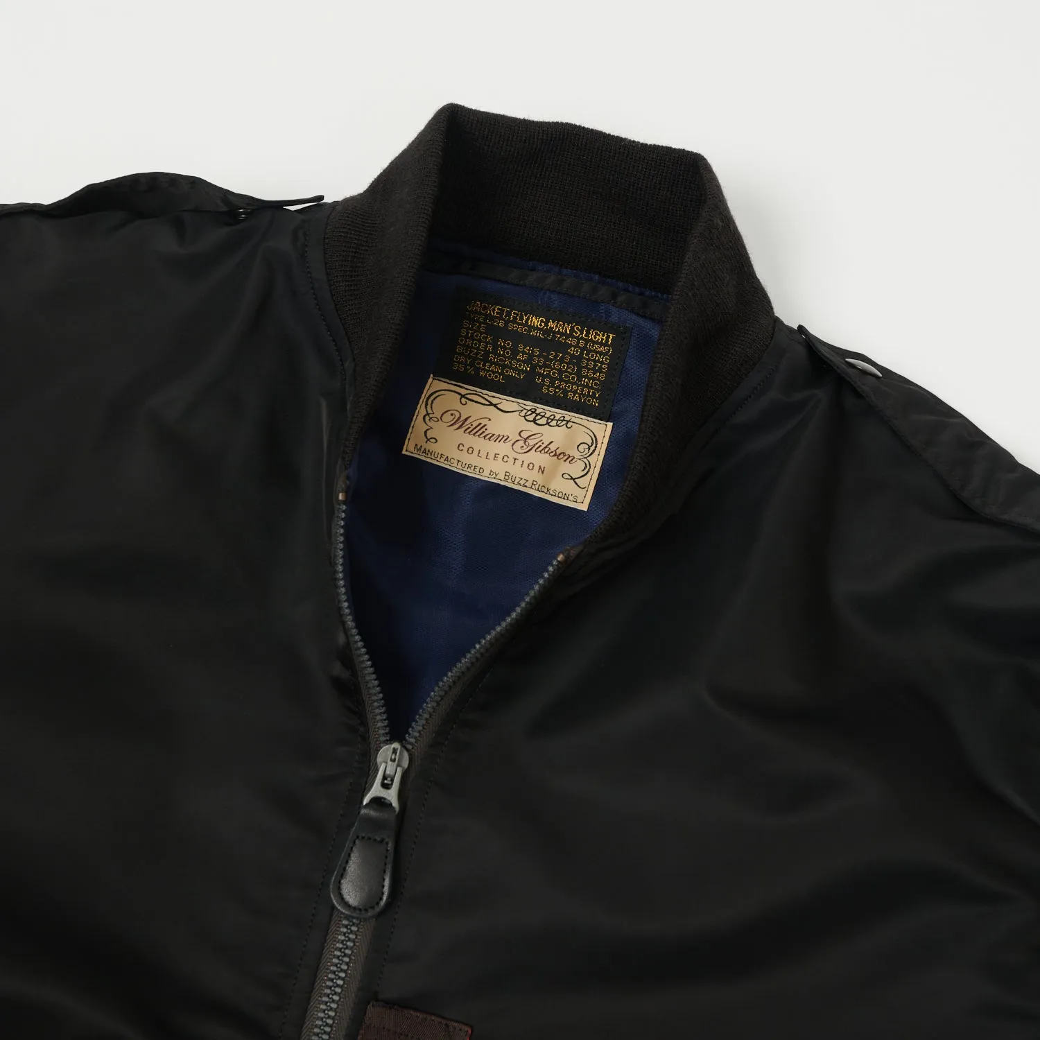 Buzz Rickson's x William Gibson L-2B Flight Jacket 'Long' - Black sold by Son of a Stag product image thumbnail 2