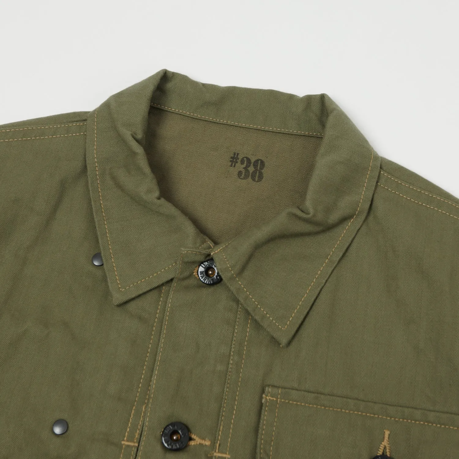 Buzz Rickson's M-1944 Herringbone Utility Jacket - Olive sold by Son of a Stag product image thumbnail 2