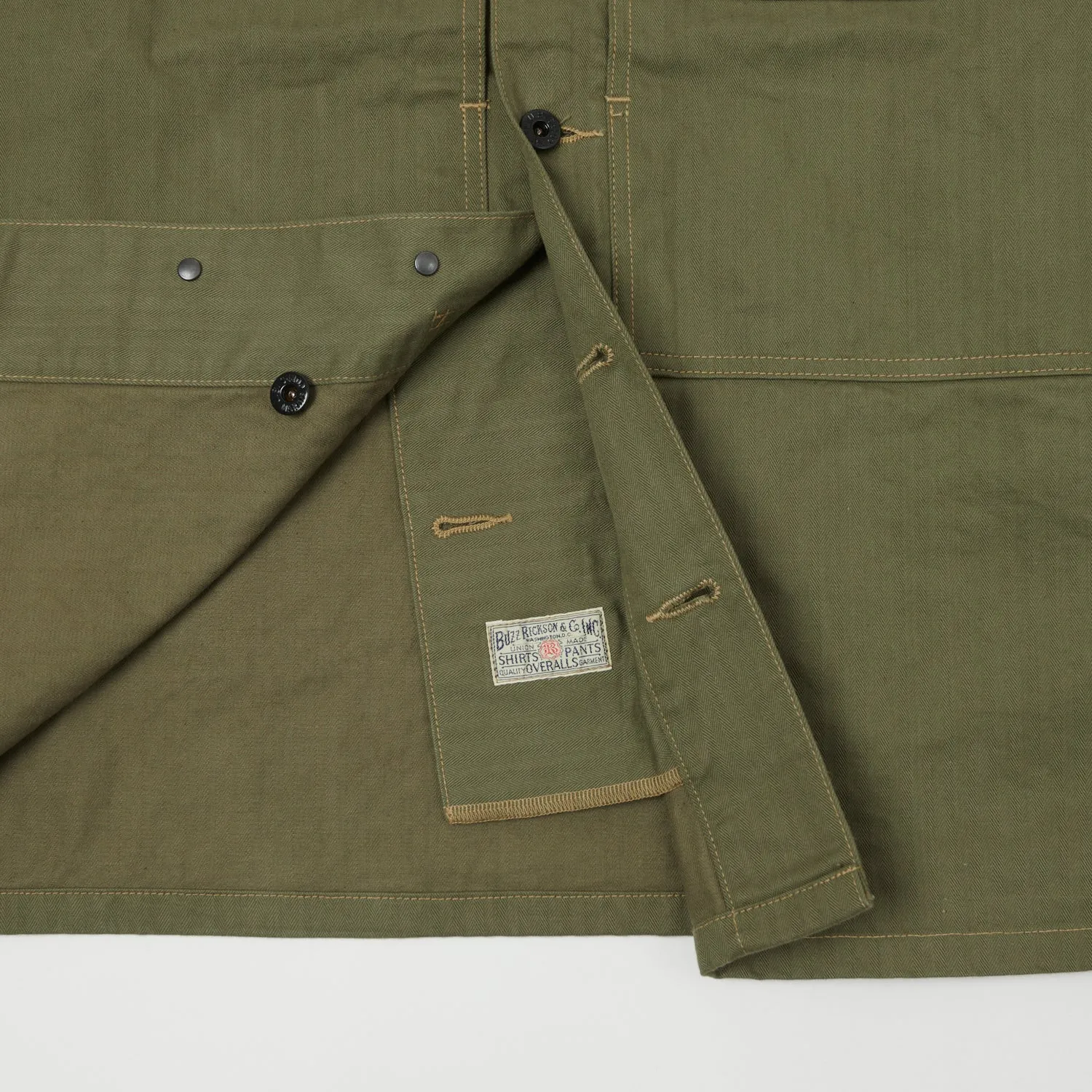 Buzz Rickson's M-1944 Herringbone Utility Jacket - Olive sold by Son of a Stag product image thumbnail 3