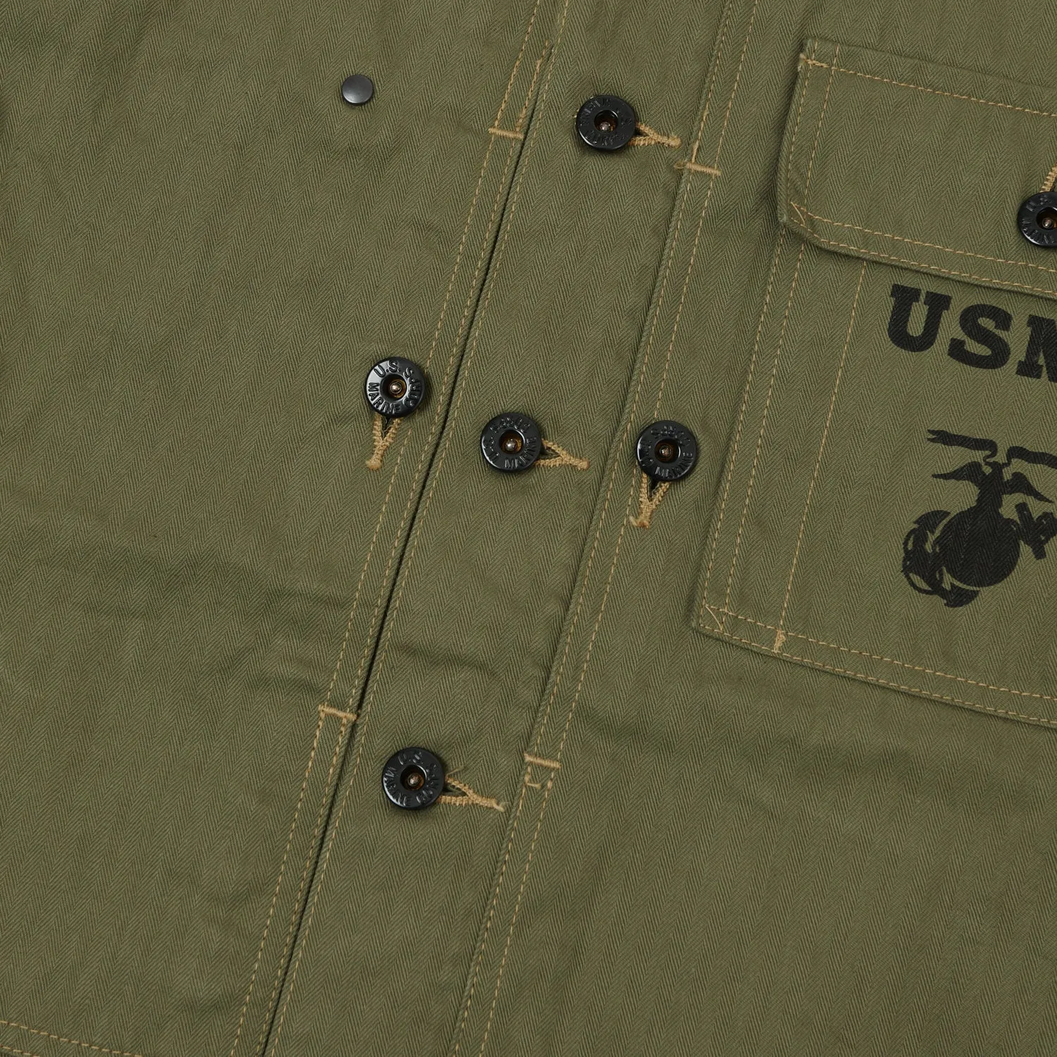 Buzz Rickson's M-1944 Herringbone Utility Jacket - Olive sold by Son of a Stag product image thumbnail 4