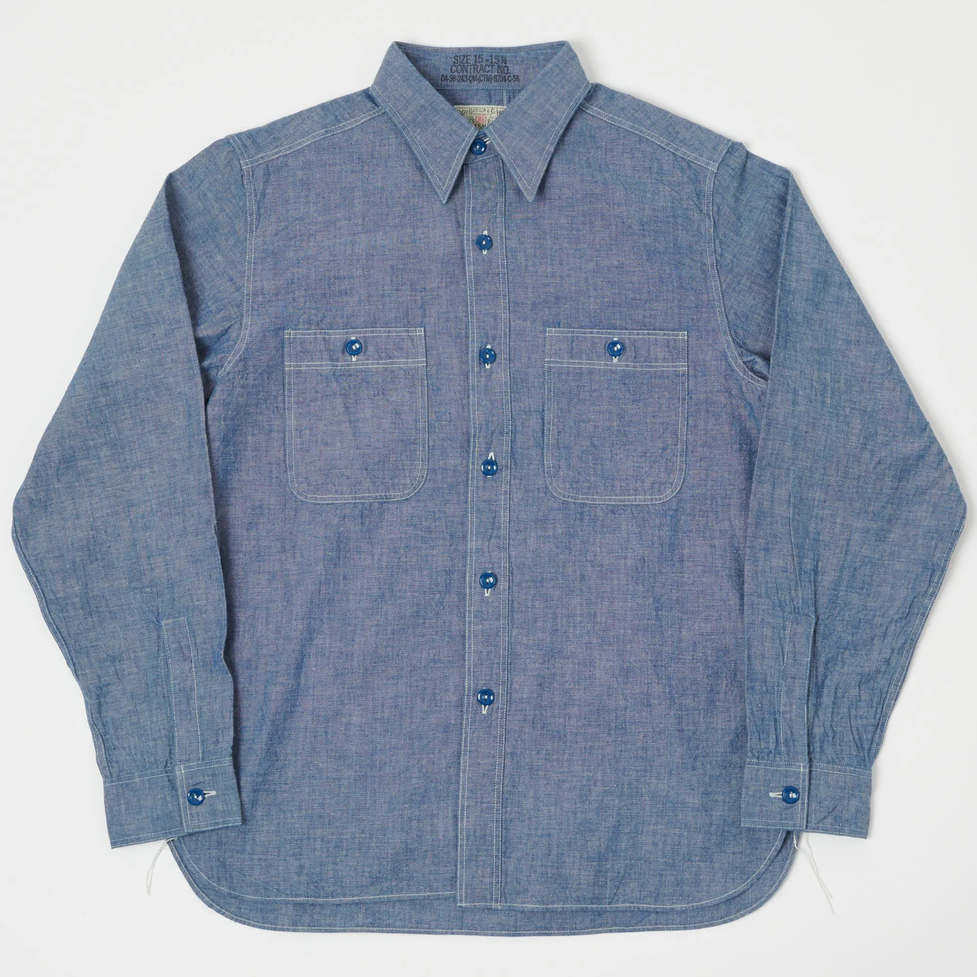 Buzz Rickson's U.S. Navy Chambray Work Shirt - Blue sold by Son of a Stag