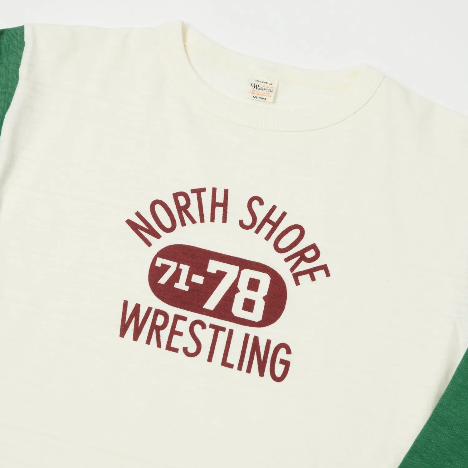 Warehouse & Co 4800 'North Shore' Baseball T-Shirt - Cream/Green sold by Son of a Stag product image thumbnail 2