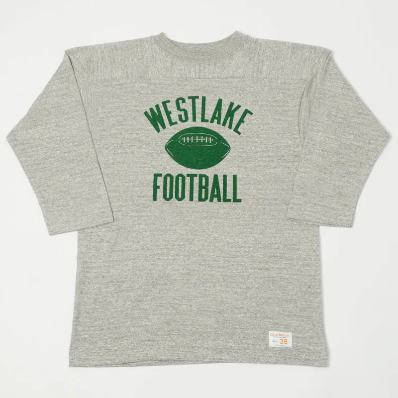 Warehouse & Co 4063 'West Lake' 3/4 Sleeve Football T-Shirt - Heather Grey sold by Son of a Stag