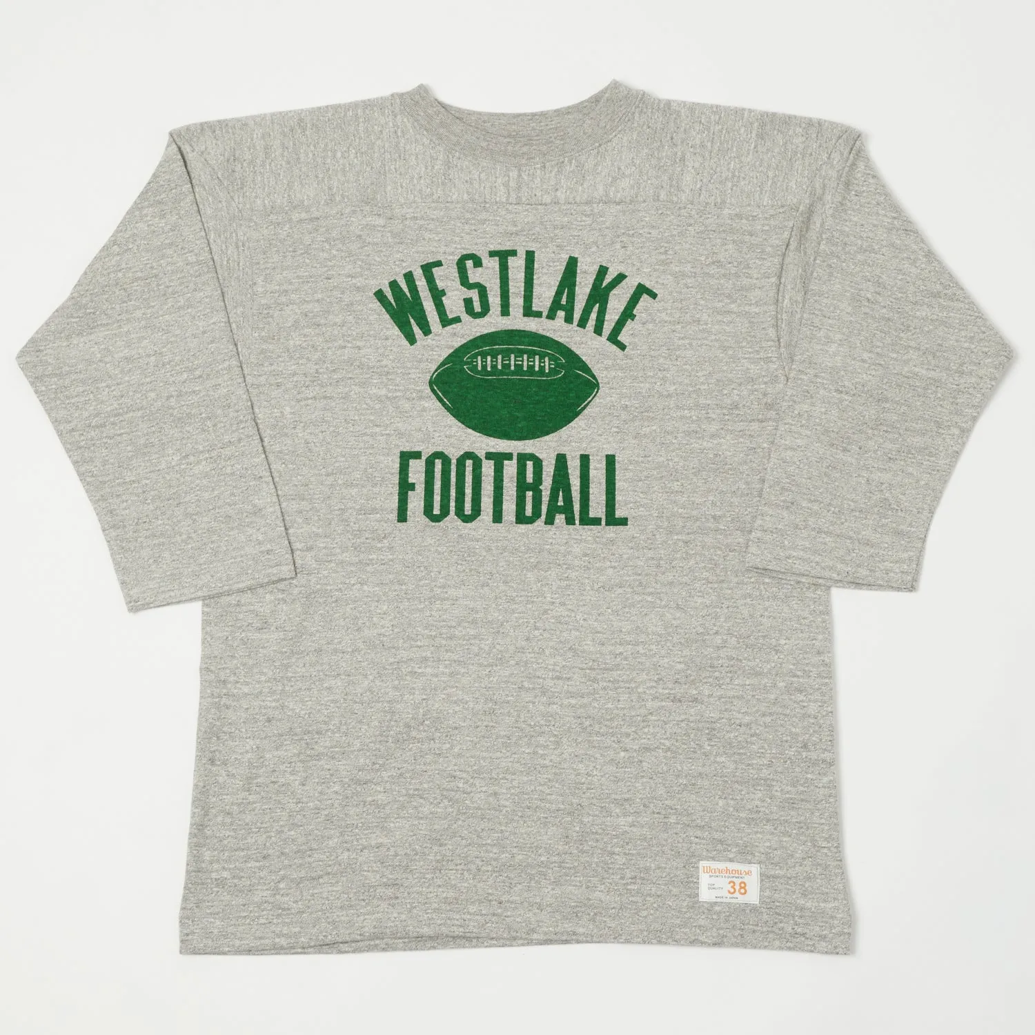 Warehouse & Co 4063 'West Lake' 3/4 Sleeve Football T-Shirt - Heather Grey sold by Son of a Stag