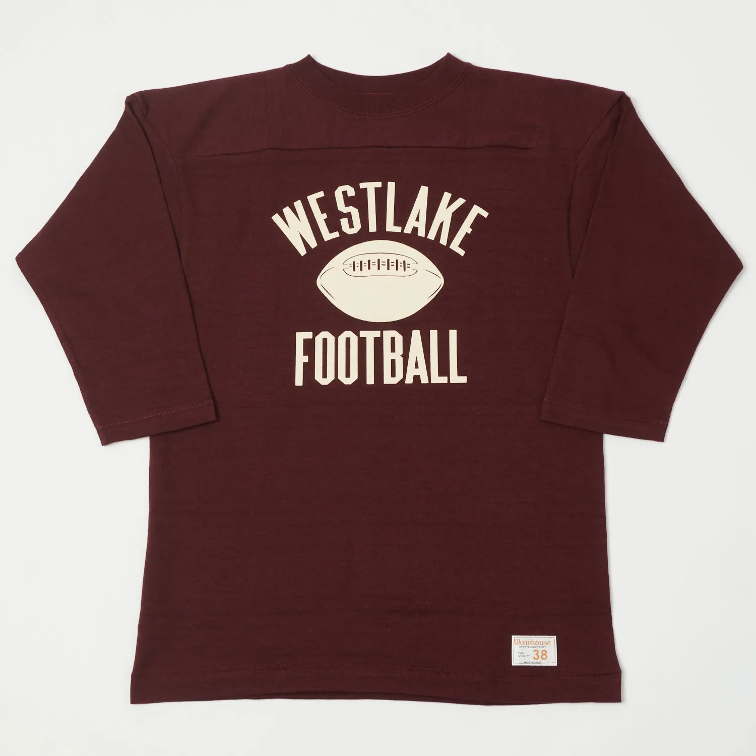 Warehouse & Co 4063 'West Lake' 3/4 Sleeve Football T-Shirt - Bordeaux sold by Son of a Stag