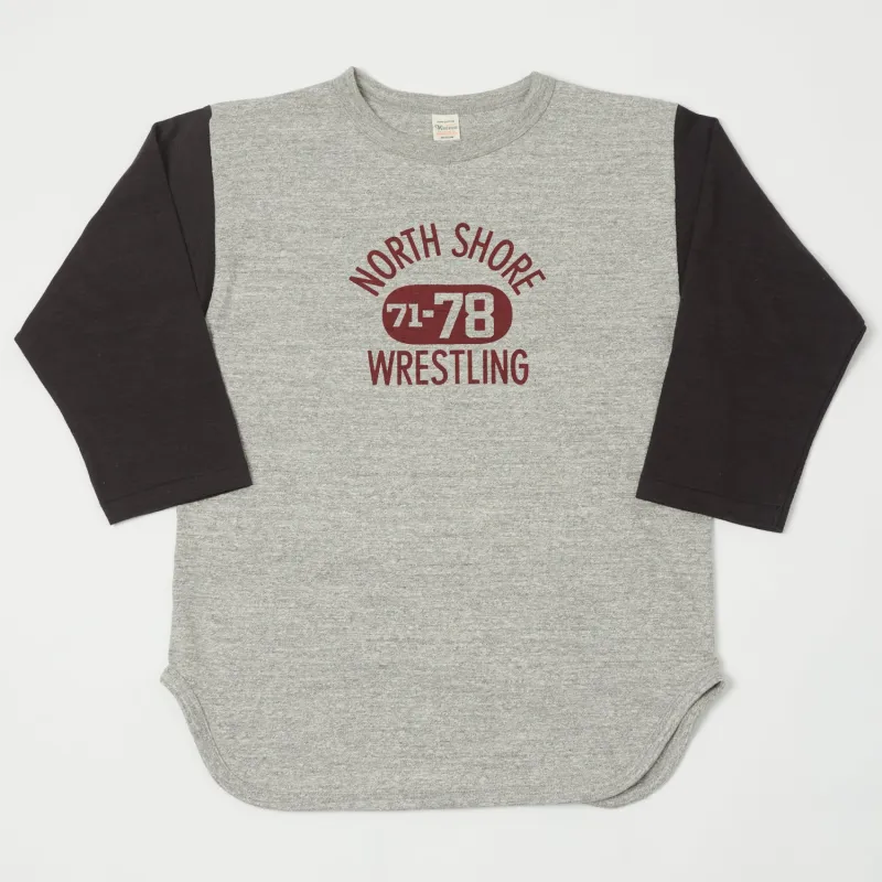 Warehouse & Co 4800 'North Shore' Baseball T-Shirt - Heather Grey/Black sold by Son of a Stag