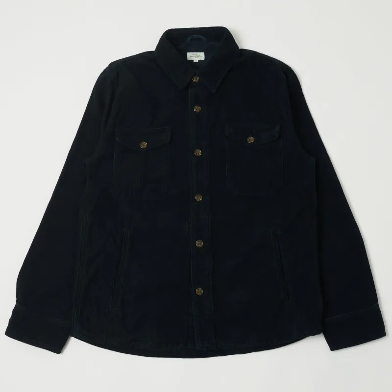 Hartford 'Joyce' Corduroy Work Shirt - Navy sold by Son of a Stag