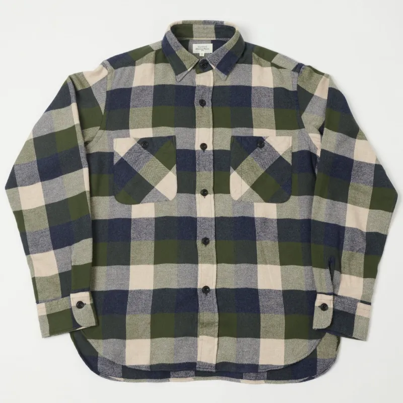 Hartford 'Percey' Check Shirt - Army sold by Son of a Stag