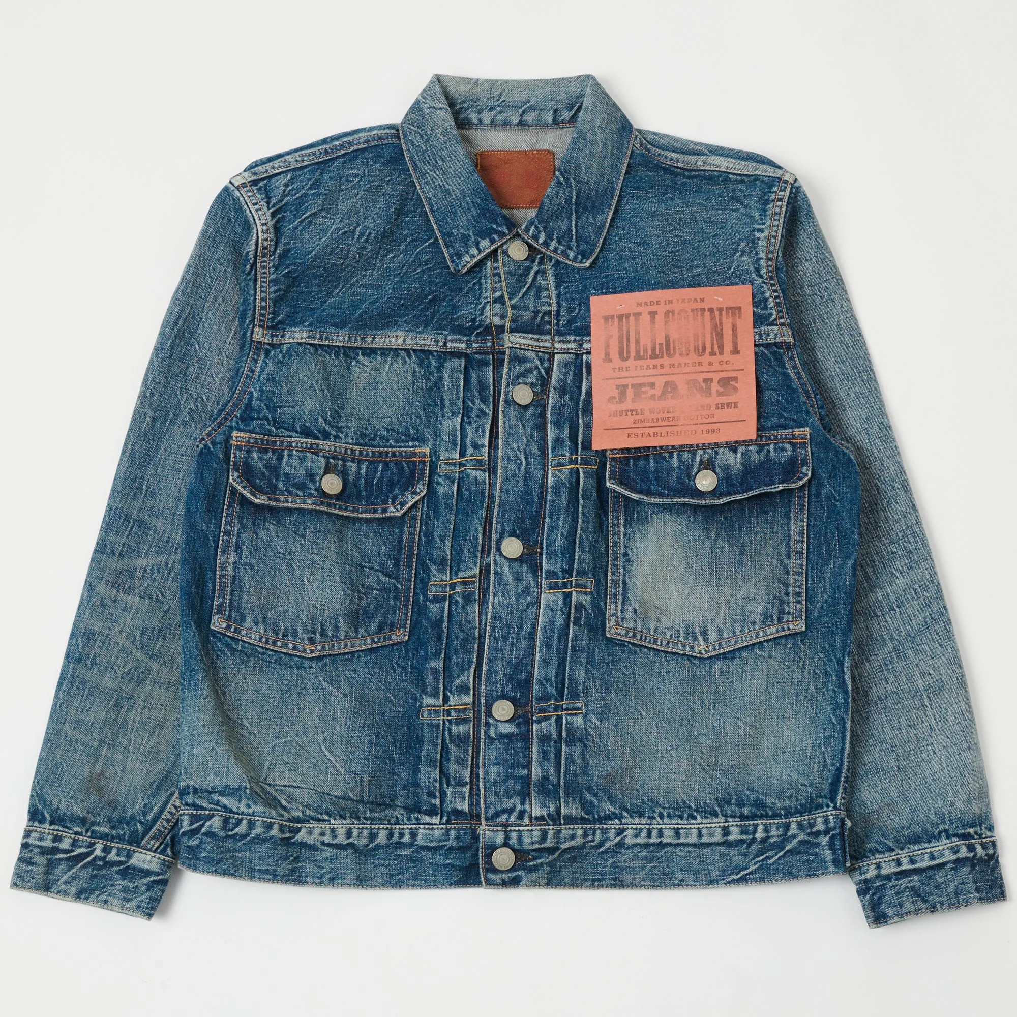 FULLCOUNT 2102 13.7oz Type II Denim Jacket - 'More Than Real' Wash sold by Son of a Stag