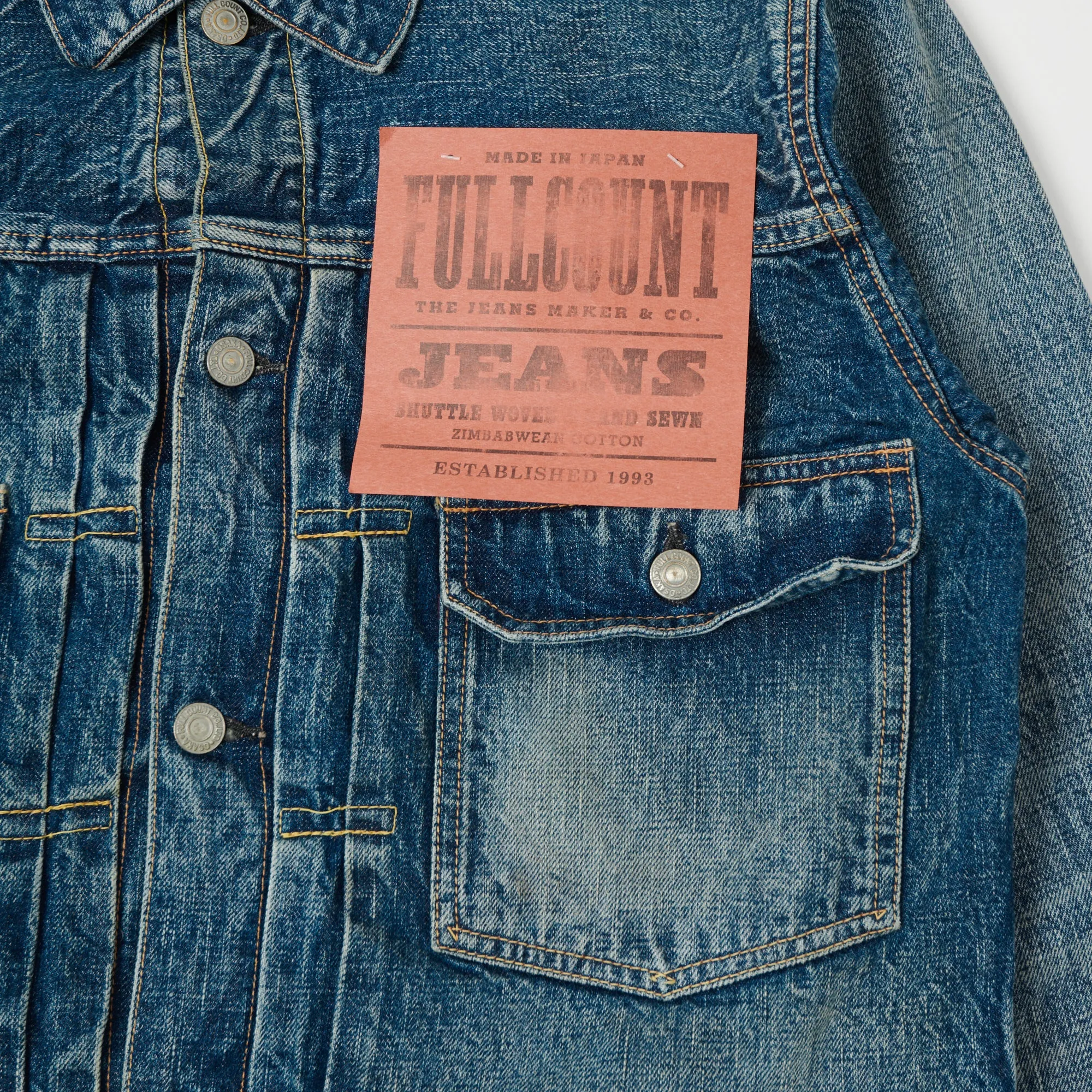 FULLCOUNT 2102 13.7oz Type II Denim Jacket - 'More Than Real' Wash sold by Son of a Stag product image thumbnail 3