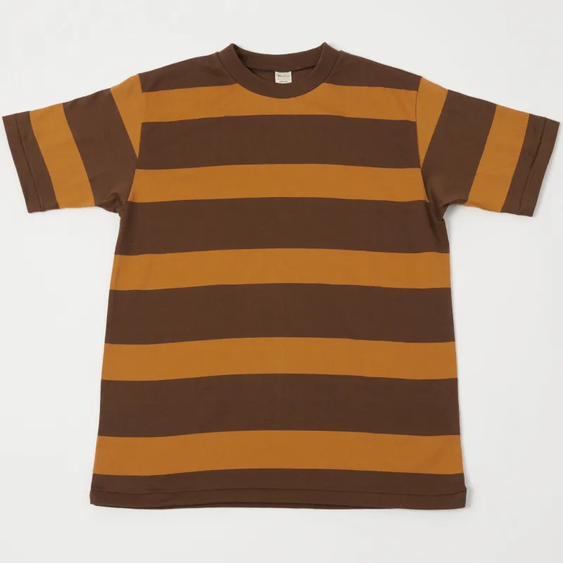 Warehouse & Co 4089 Border Stripe T-Shirt - Brown/Orange sold by Son of a Stag