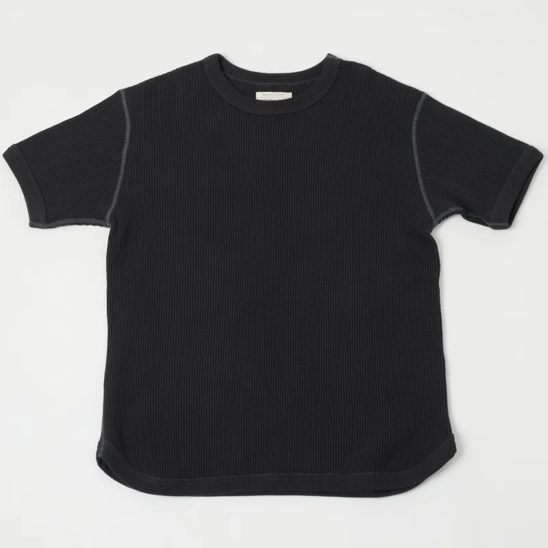 FULLCOUNT 5964S Heavyweight Waffle T-Shirt - Ink Black sold by Son of a Stag