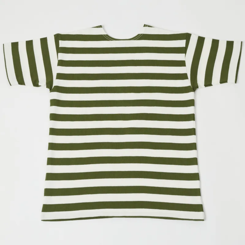 Warehouse & Co 4094 Duck Digger Stripe T-Shirt - Off White/Green sold by Son of a Stag