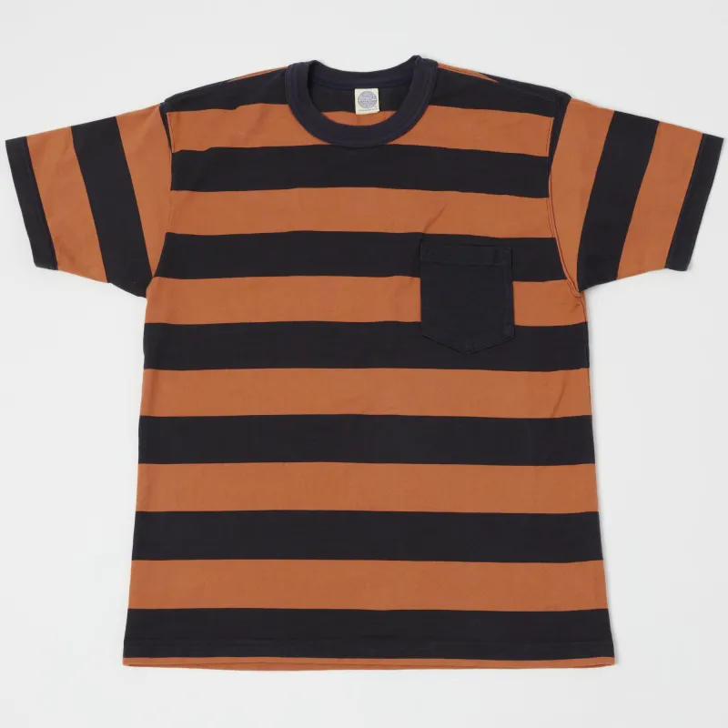 TOYS McCOY Bordered Stripe Pocket T-Shirt - Carrot/Navy sold by Son of a Stag