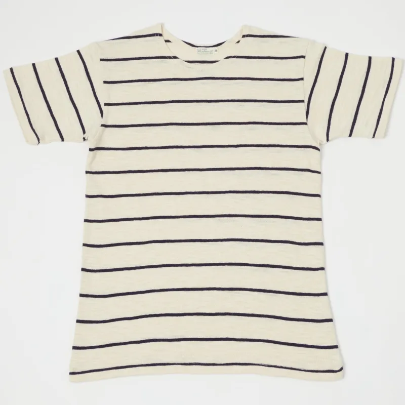 Warehouse & Co 4087 Duck Digger Stripe T-Shirt - Off White/Navy sold by Son of a Stag