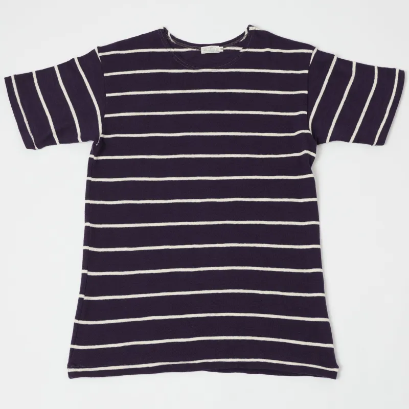 Warehouse & Co 4087 Duck Digger Stripe T-Shirt - Navy/Off White sold by Son of a Stag