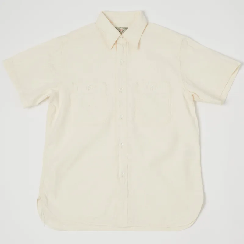 Buzz Rickson's Short Sleeve Chambray Shirt - White sold by Son of a Stag