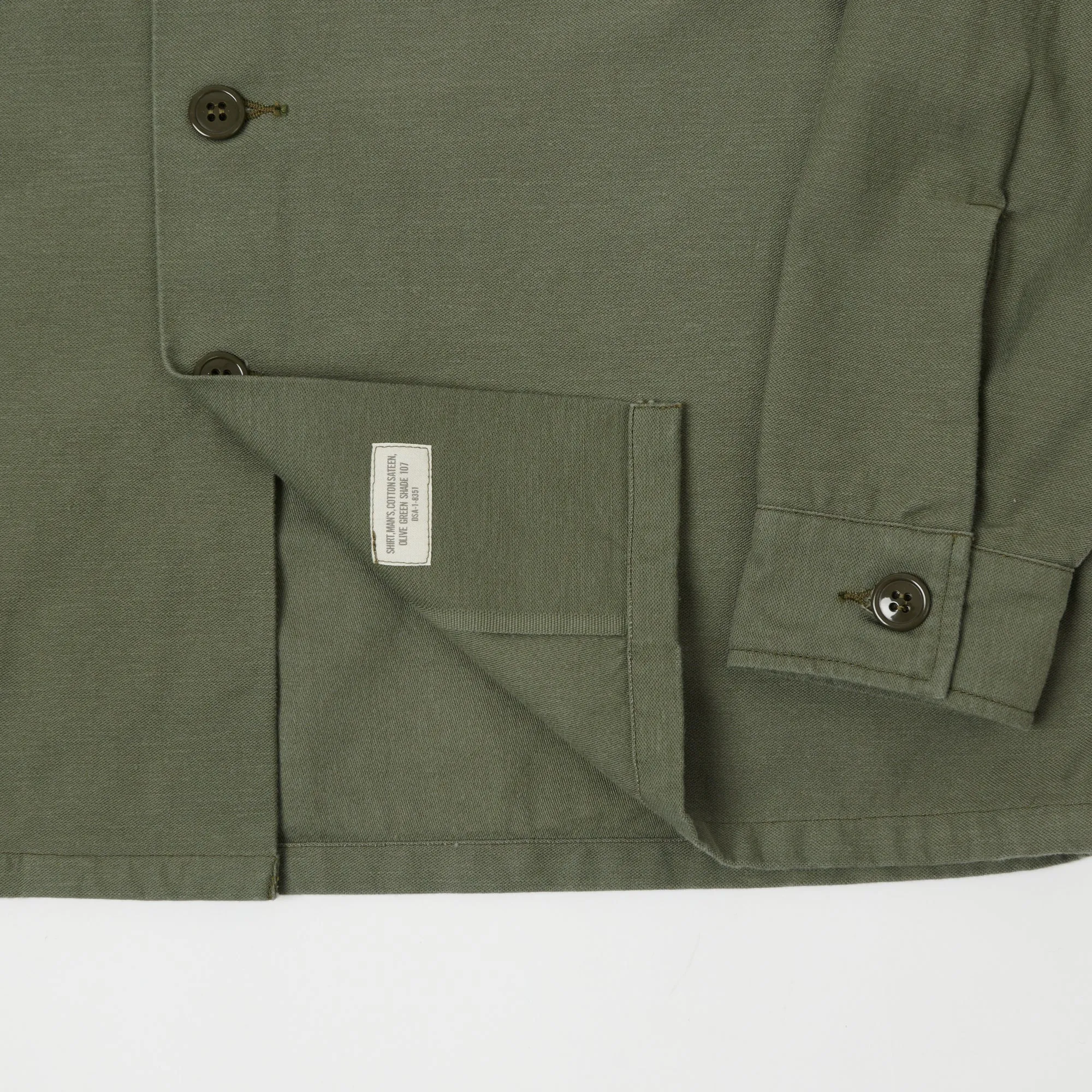 Buzz Rickson's OG-107 Sateen Utility Shirt - Olive sold by Son of a Stag product image thumbnail 4