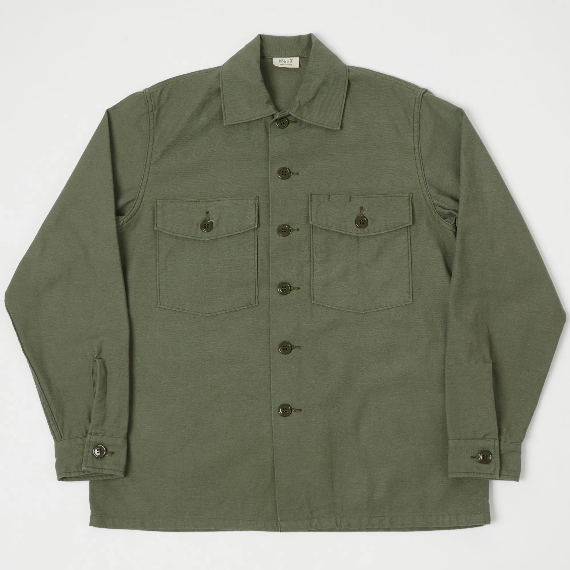 Buzz Rickson's OG-107 Sateen Utility Shirt - Olive sold by Son of a Stag