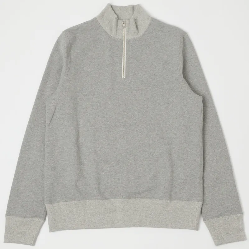 Merz b. Schwanen 343Z Half Zip Sweatshirt - Grey Melange made by Merz B. Schwanen