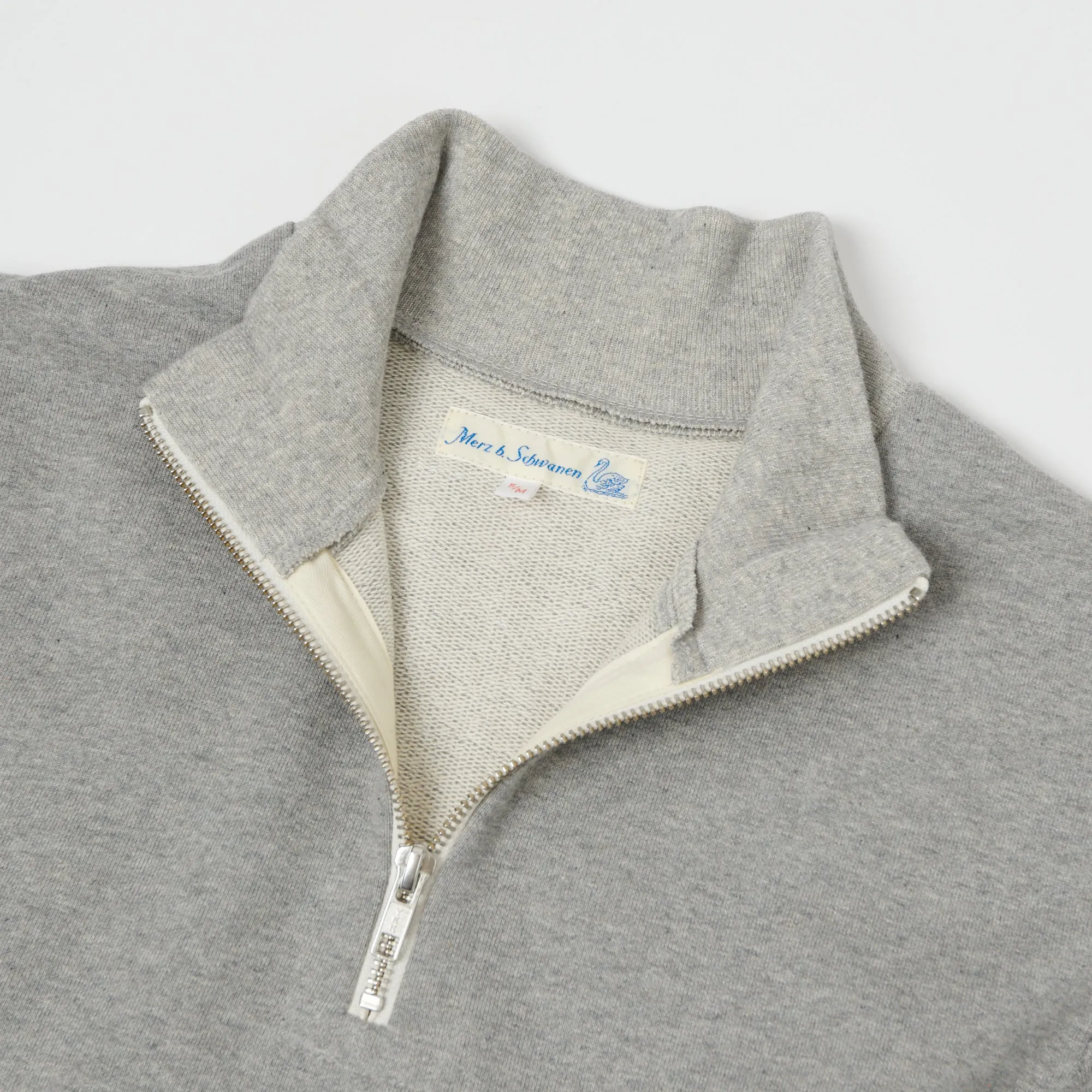 Merz b. Schwanen 343Z Half Zip Sweatshirt - Grey Melange sold by Son of a Stag product image thumbnail 2