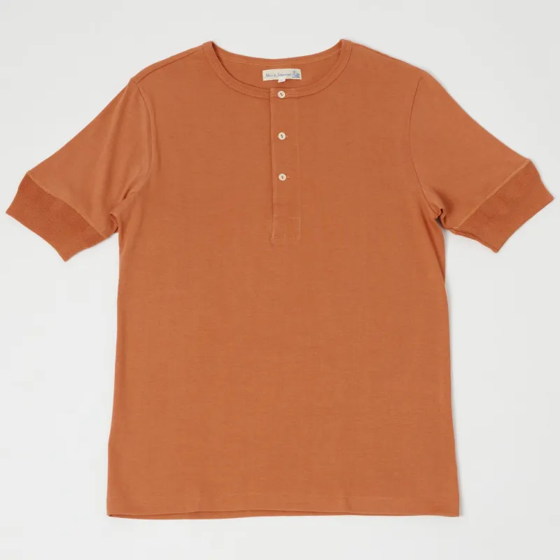 Merz b. Schwanen 207 Short Sleeve Henley - Sunset sold by Son of a Stag