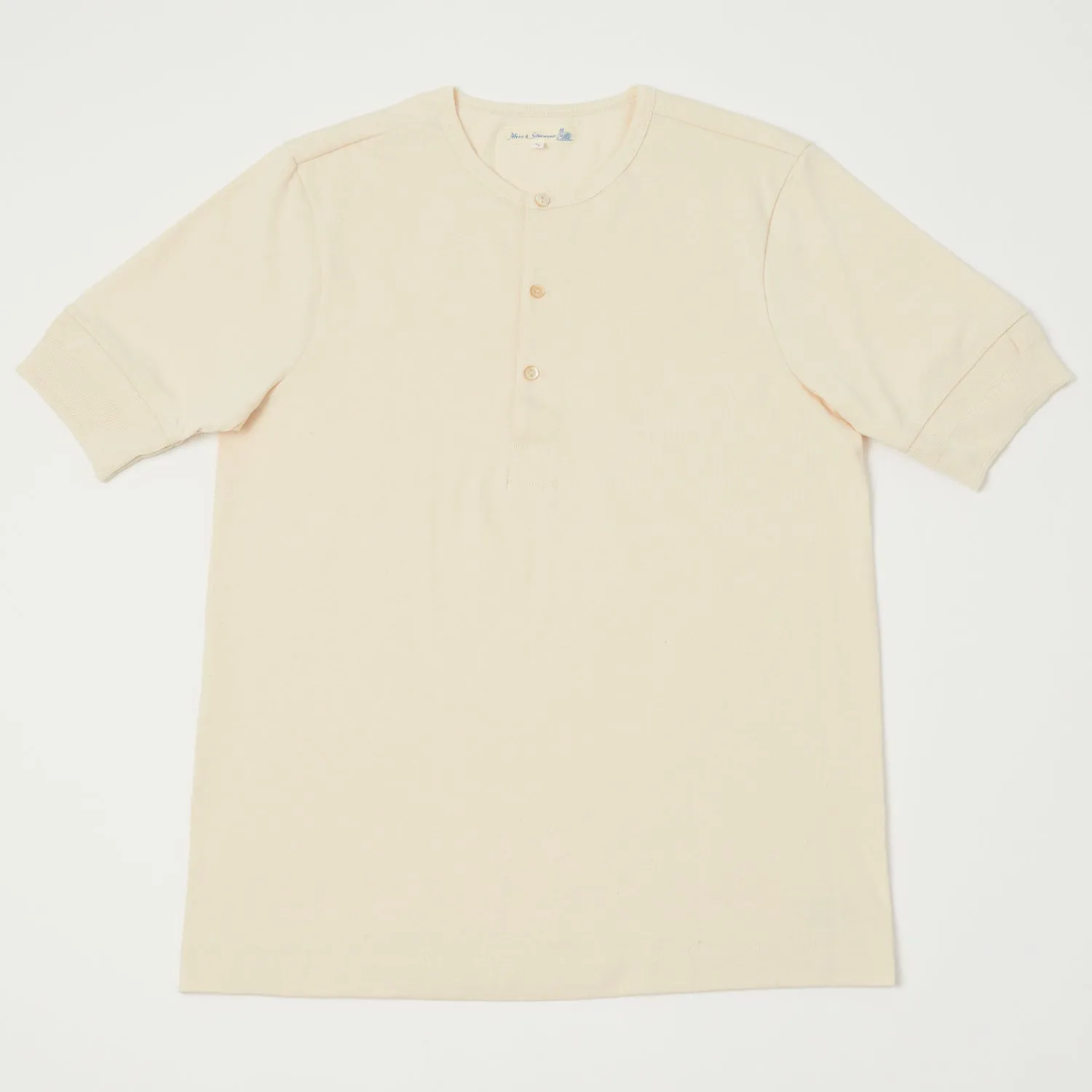 Merz b. Schwanen 207 Short Sleeve Henley - Nature sold by Son of a Stag