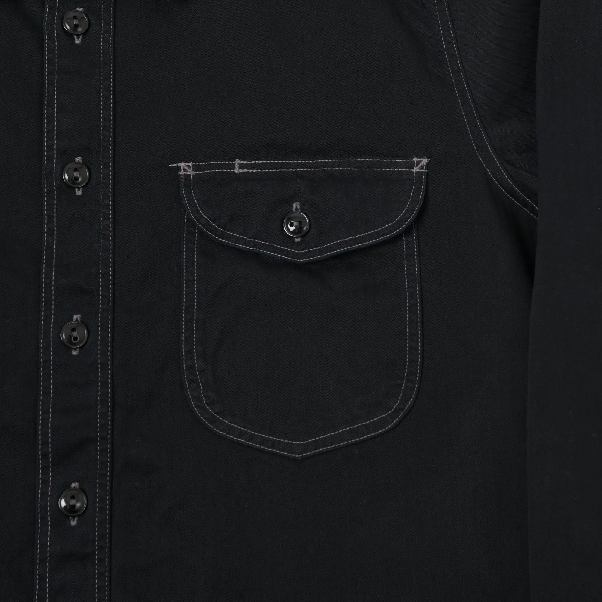 Buzz Rickson's Herringbone Work Shirt - Black sold by Son of a Stag product image thumbnail 4