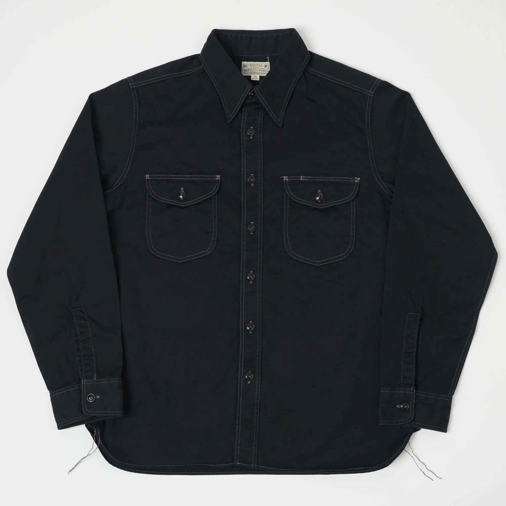 Buzz Rickson's Herringbone Work Shirt - Black sold by Son of a Stag