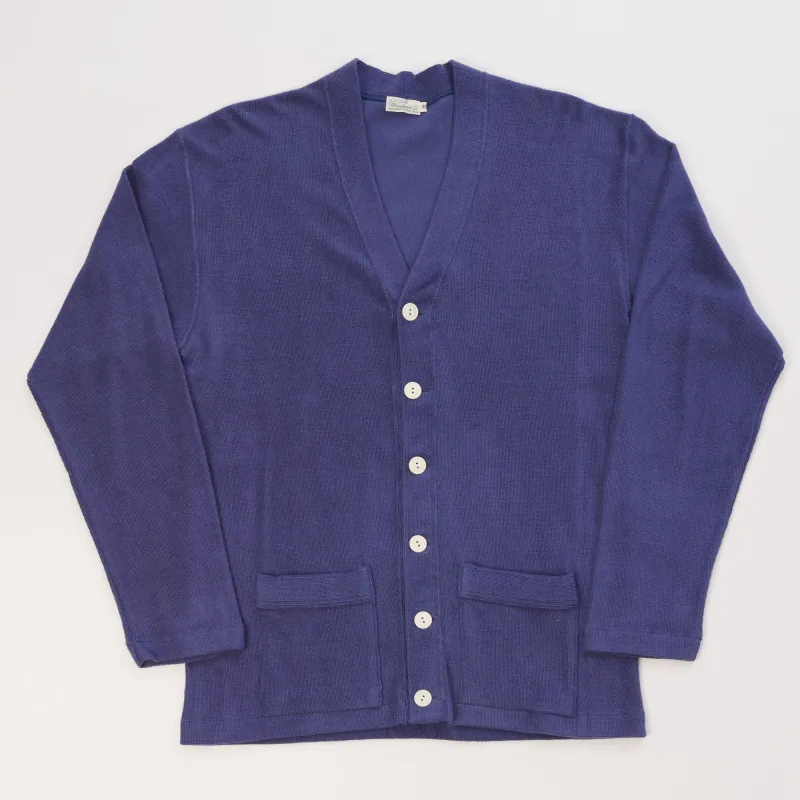 Warehouse & Co 488 Cotton Pile Cardigan - Navy sold by Son of a Stag