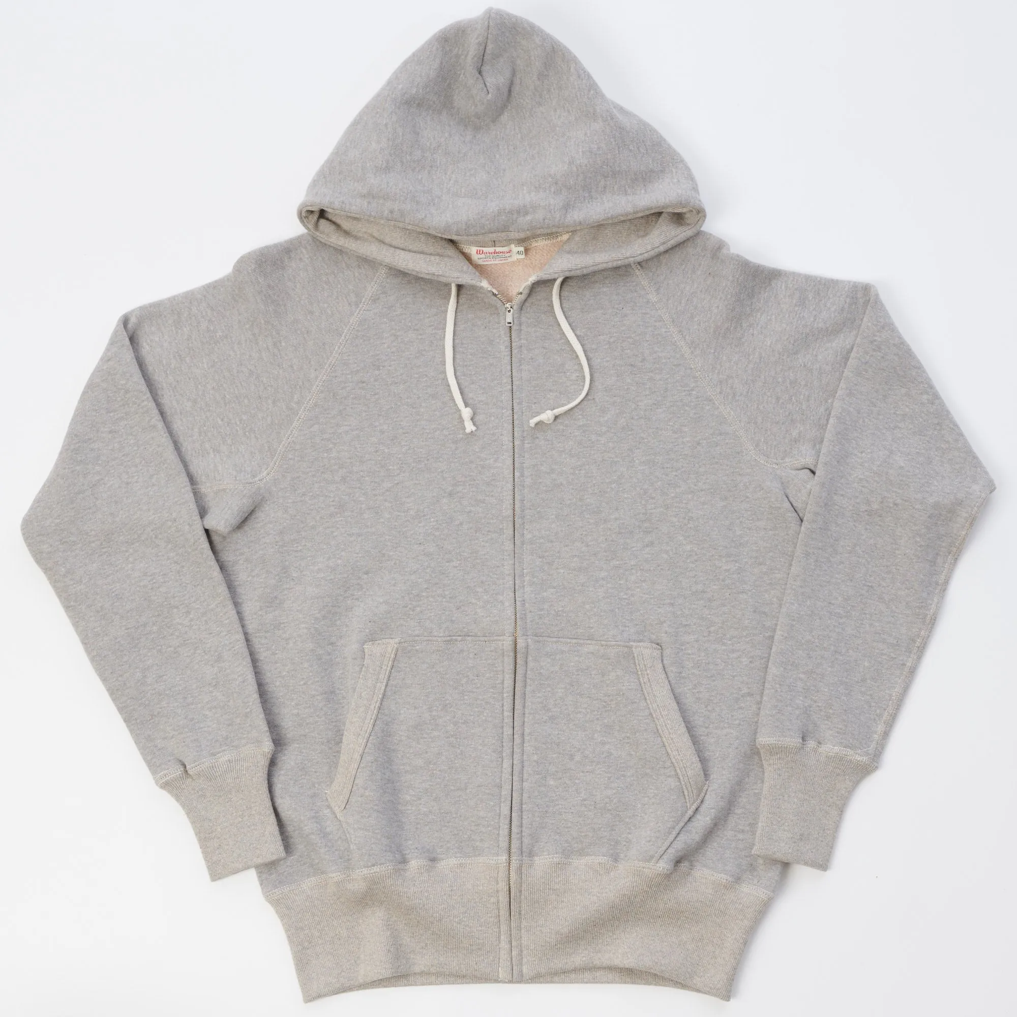 Warehouse & Co 451 Raglan Sleeve Full Zip Hoodie - Heather Grey sold by Son of a Stag