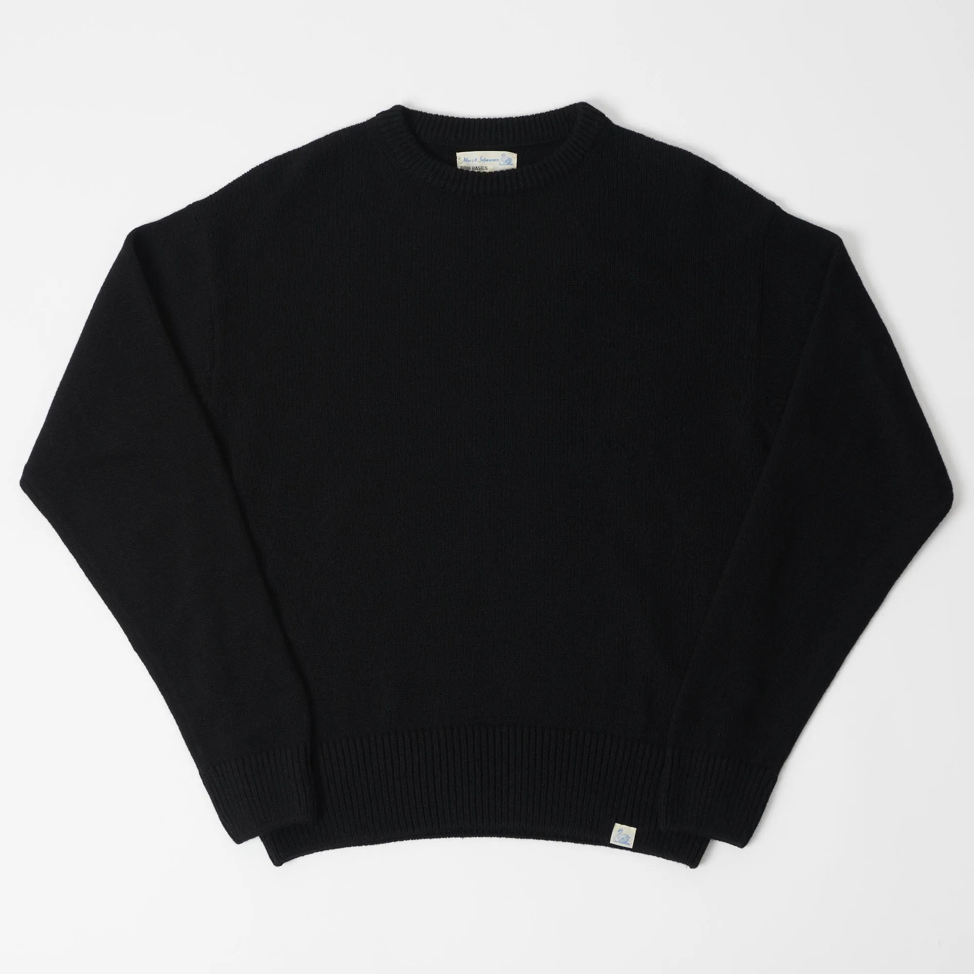 Merz b. Schwanen 'Good Basics' Recycled Cashmere Pullover - Deep Black sold by Son of a Stag