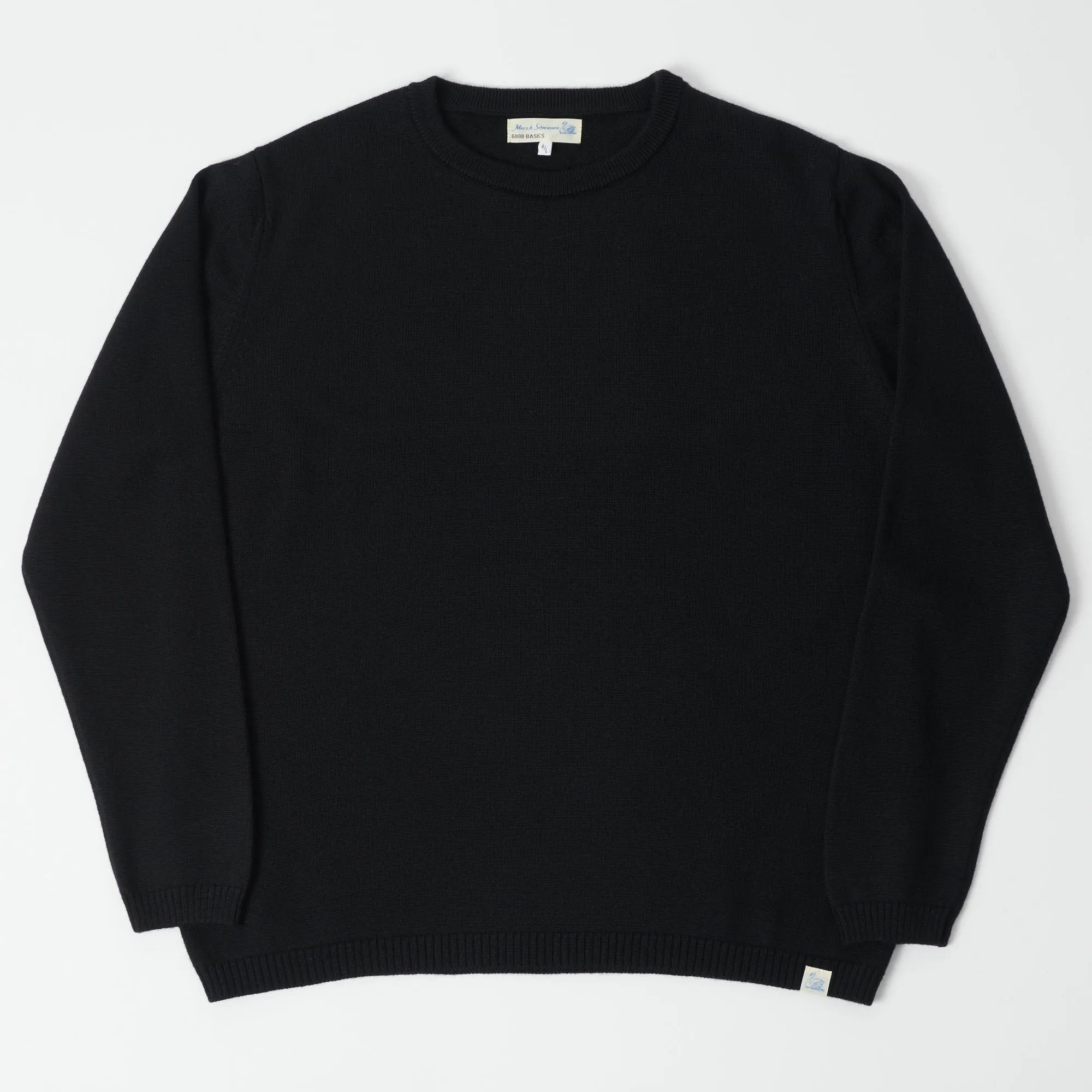 Merz b. Schwanen 'Good Basics' Oversized Merino Pullover - Deep Black sold by Son of a Stag