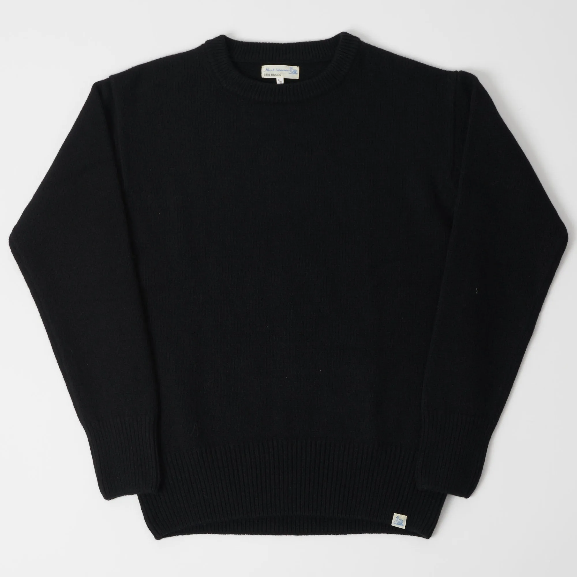 Merz b. Schwanen 'Good Basics' Wool Cashmere Knit Pullover - Deep Black sold by Son of a Stag