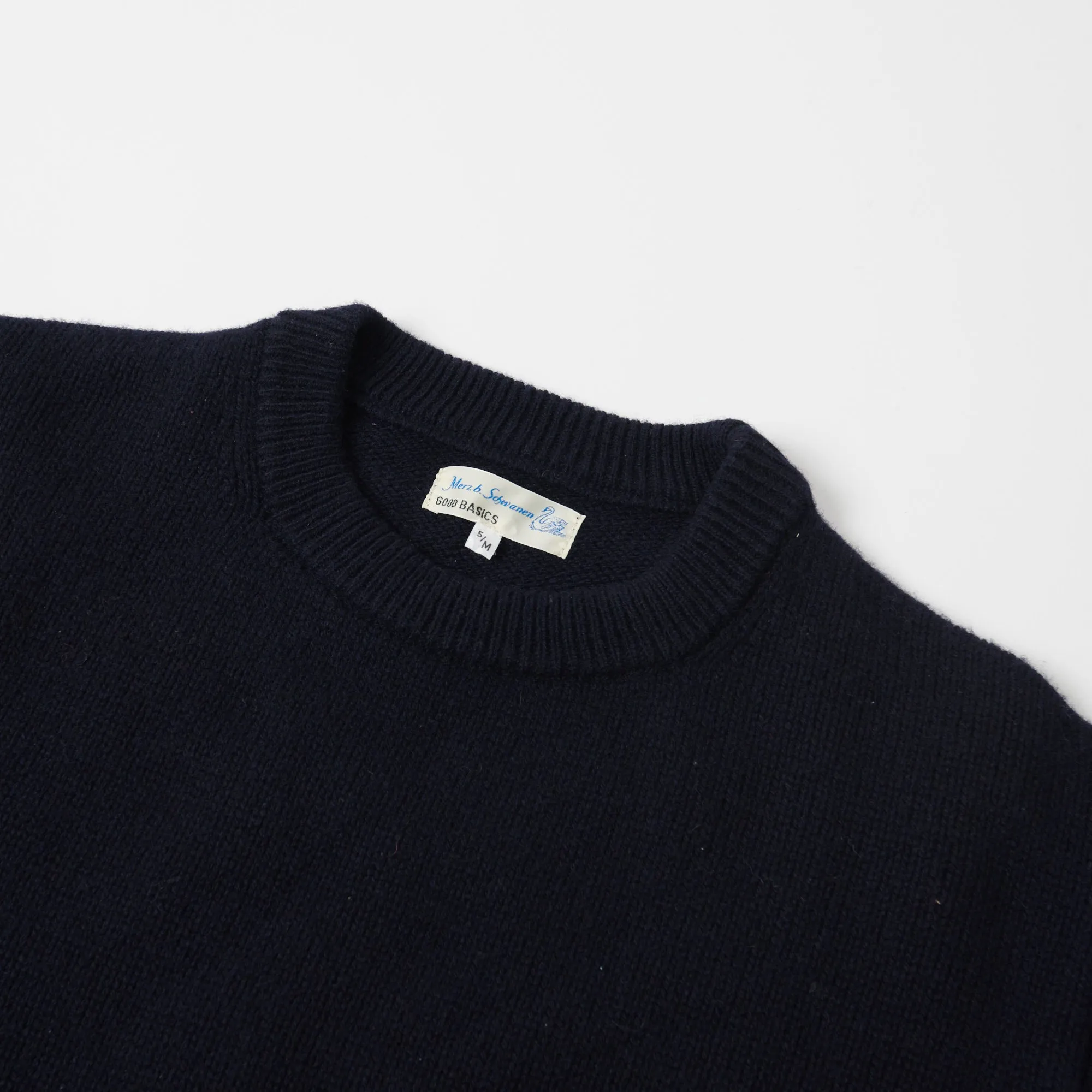 Merz b. Schwanen 'Good Basics' Wool Cashmere Knit Pullover - Dark Navy sold by Son of a Stag product image thumbnail 3