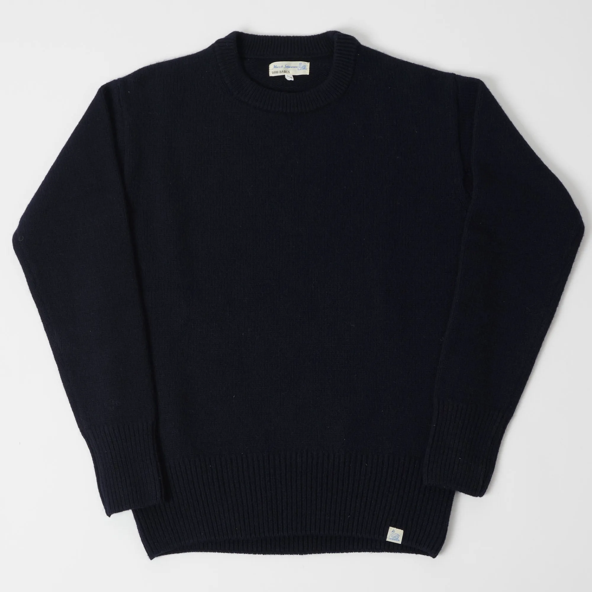 Merz b. Schwanen 'Good Basics' Wool Cashmere Knit Pullover - Dark Navy sold by Son of a Stag