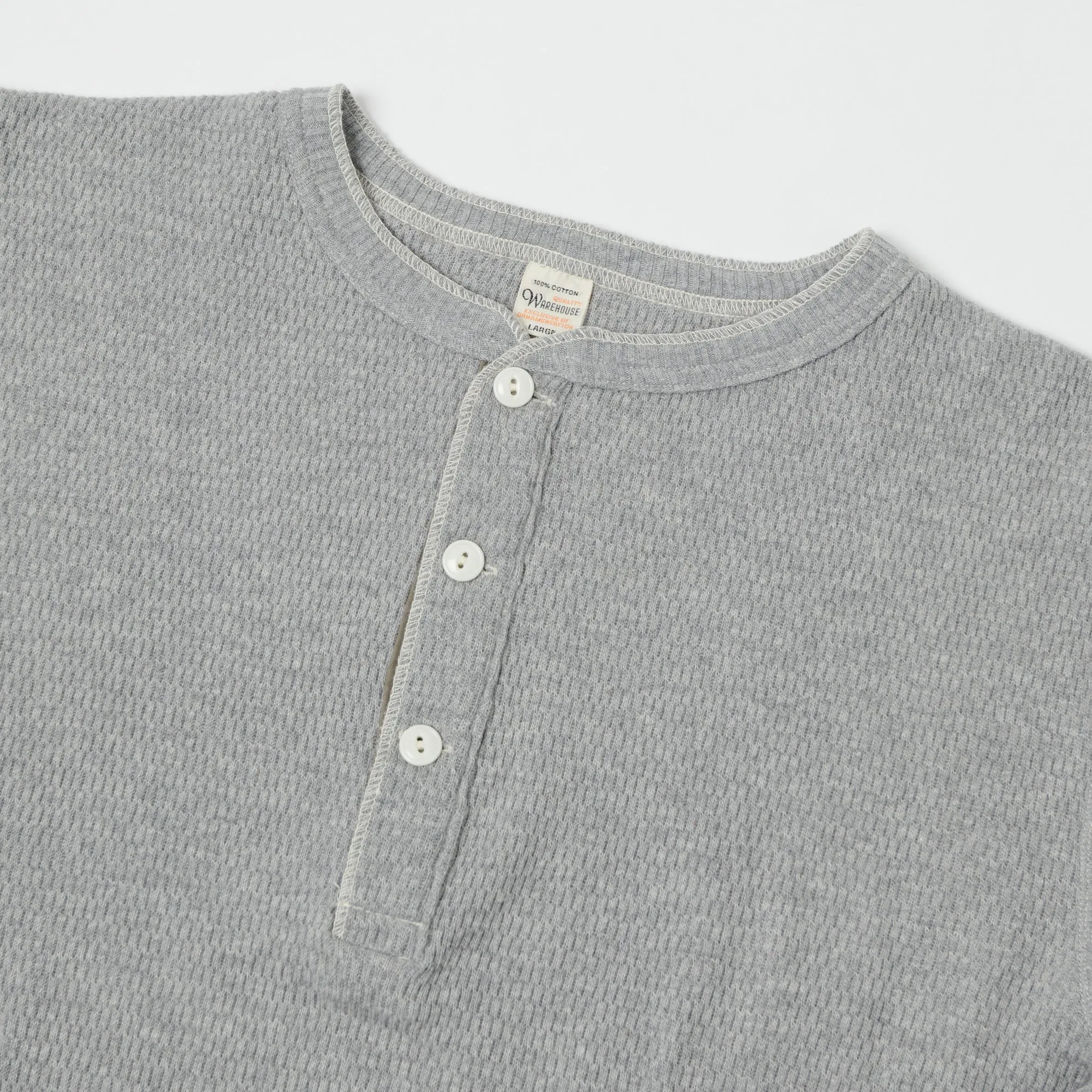 Warehouse & Co 5904 Waffle Knit Thermal Henley - Heather Grey sold by Son of a Stag product image thumbnail 2