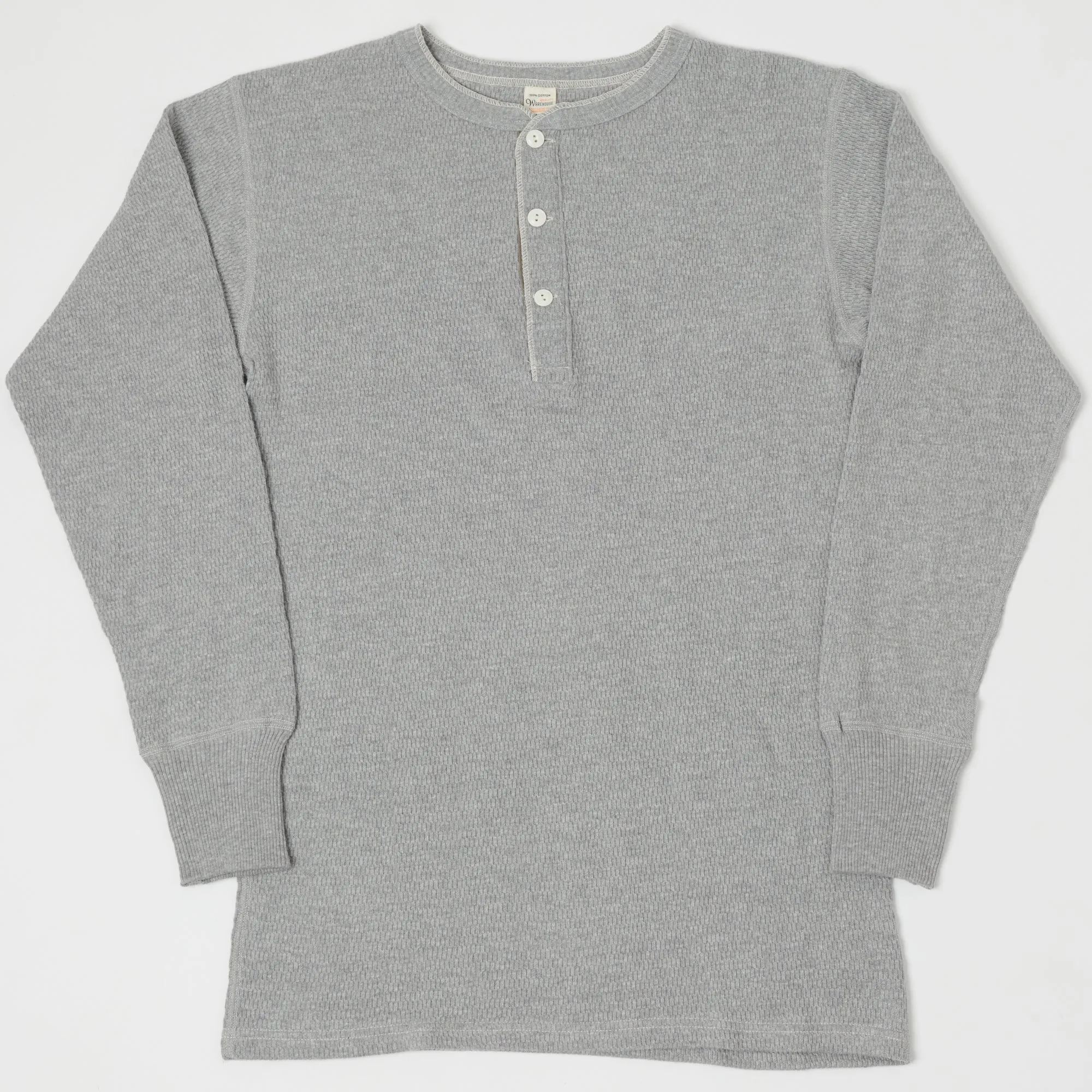 Warehouse & Co 5904 Waffle Knit Thermal Henley - Heather Grey sold by Son of a Stag