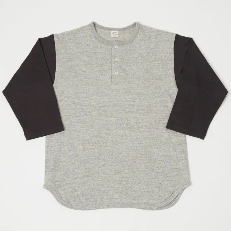 Warehouse & Co 4058 Baseball Henley - Heather Grey/Ash sold by Son of a Stag